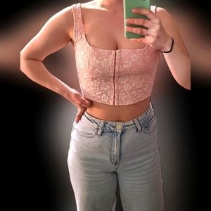 Pink Corset Crop Top